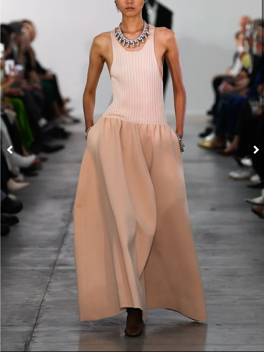 Jil Sander Blush Ribbed Bodice Maxi Dress